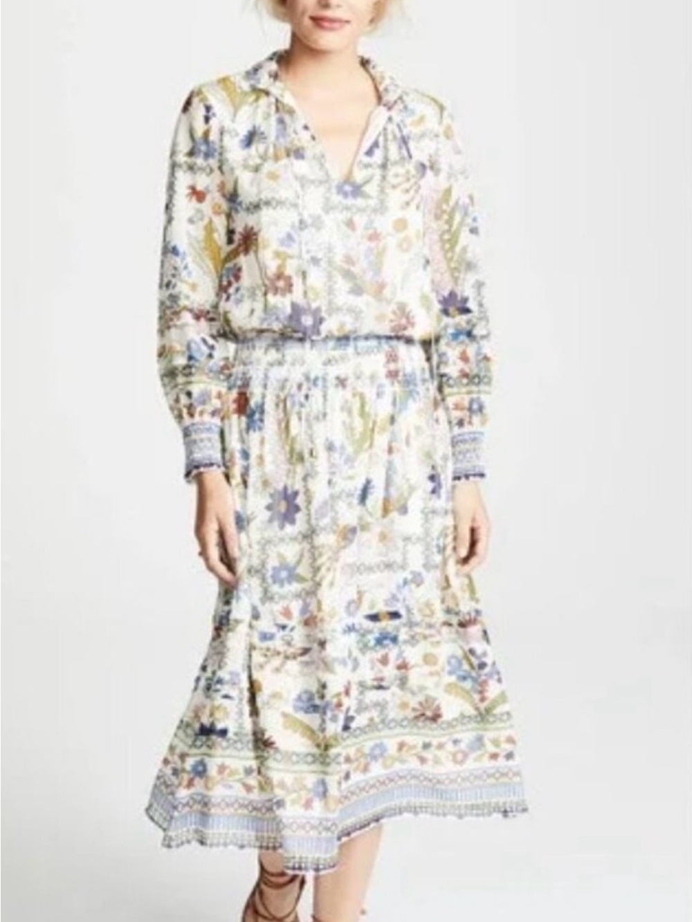 Tory Burch Waverly Midi Dress with Multicolor Floral Print